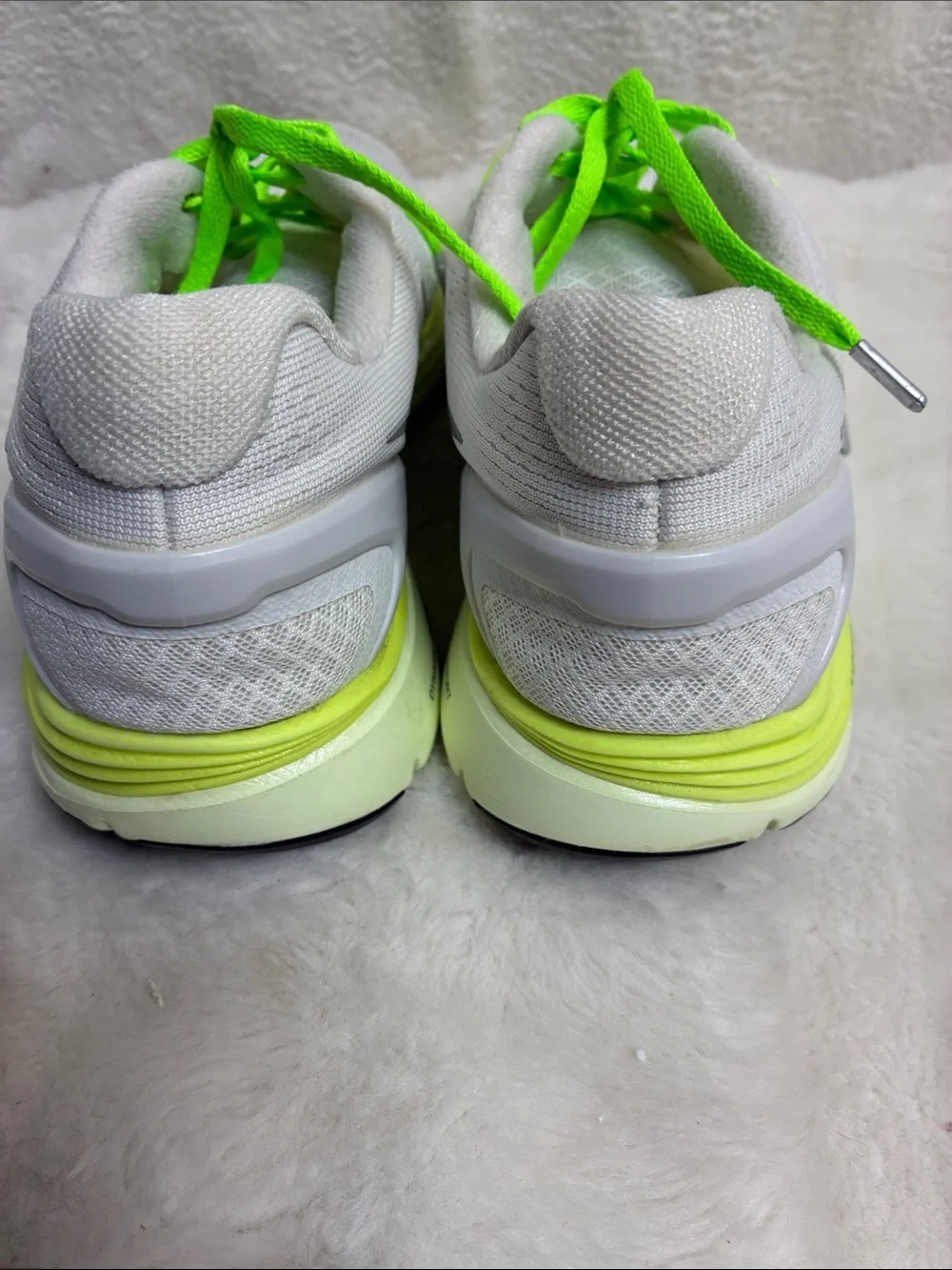 Nike White Sneakers with Neon Green Laces